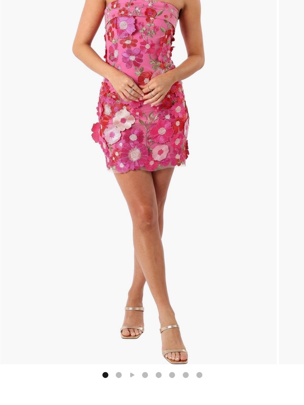 Petal & Pup Pink Strapless Floral Appliqué Mini Dress